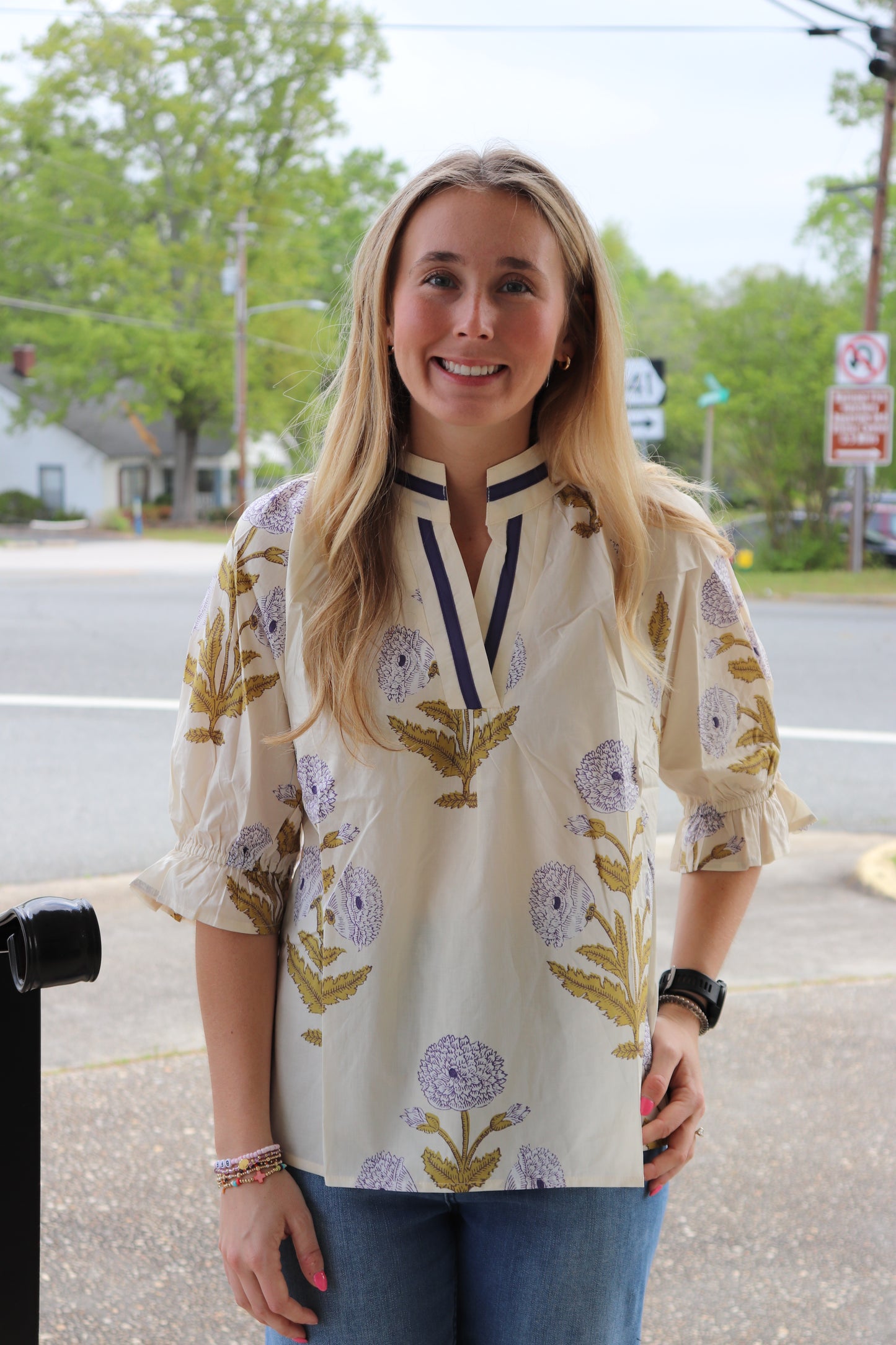 Floral Poplin Puff Shirt