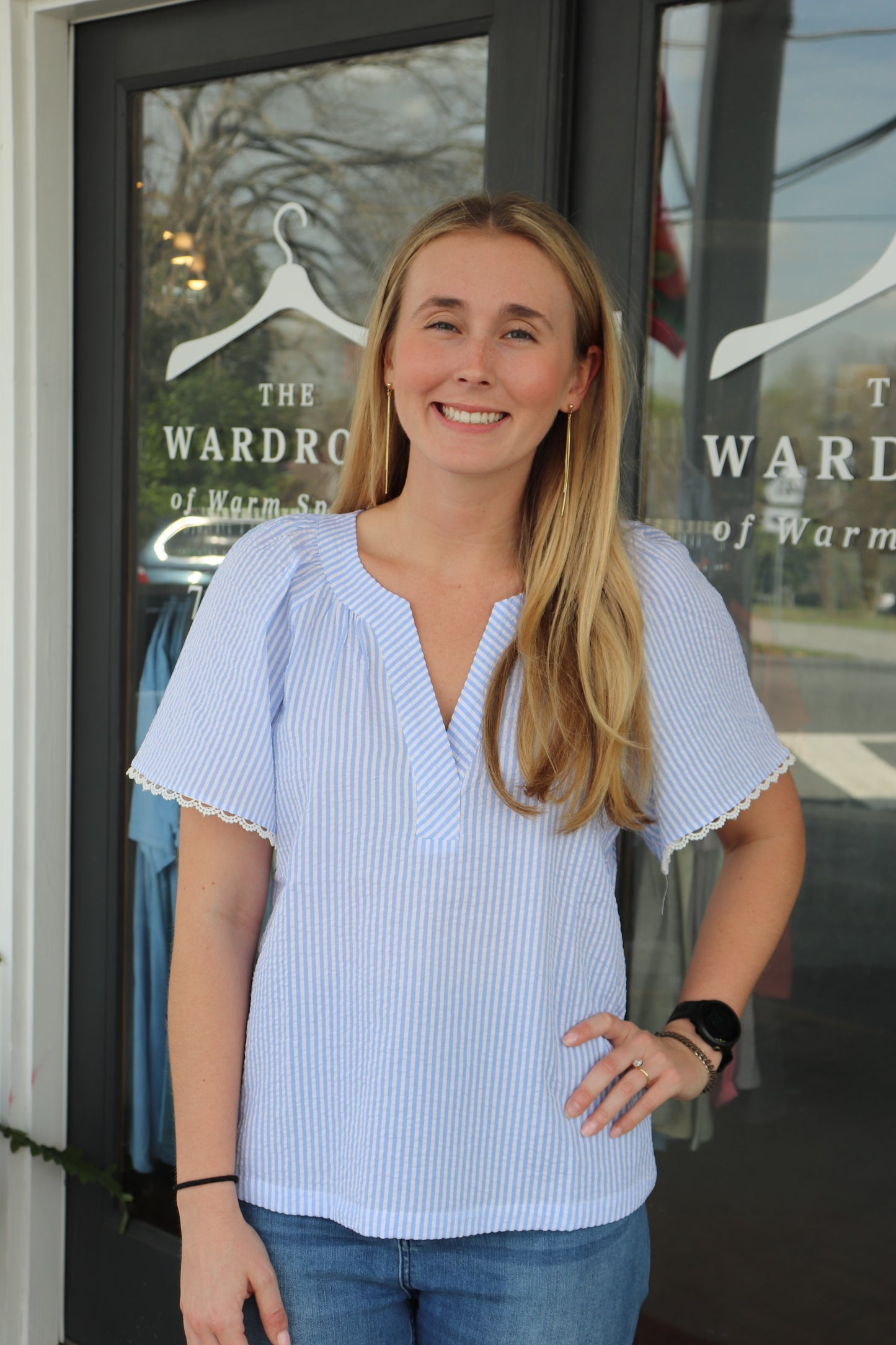 Lori Top - Blue/White