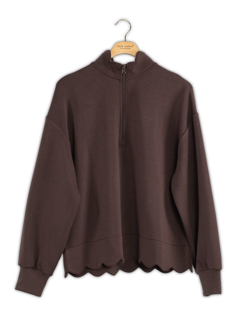 Coffee Scalloped Pullover