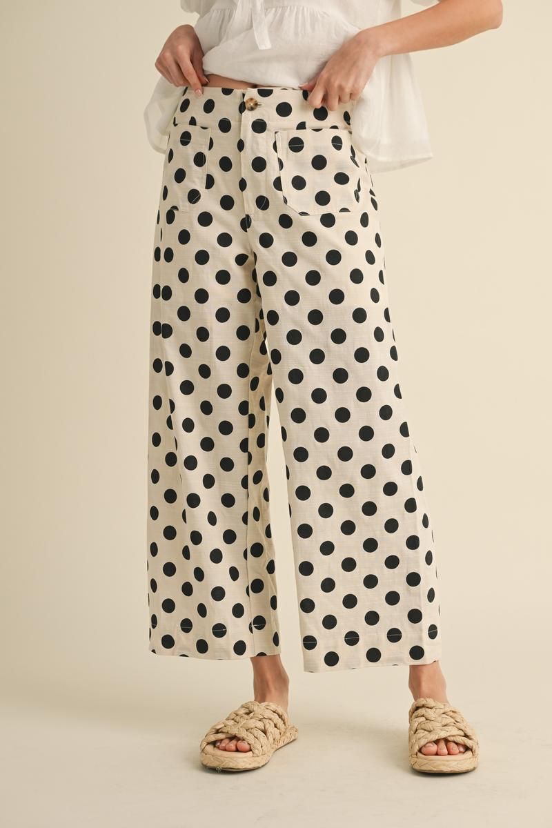 Polka dot print wide leg