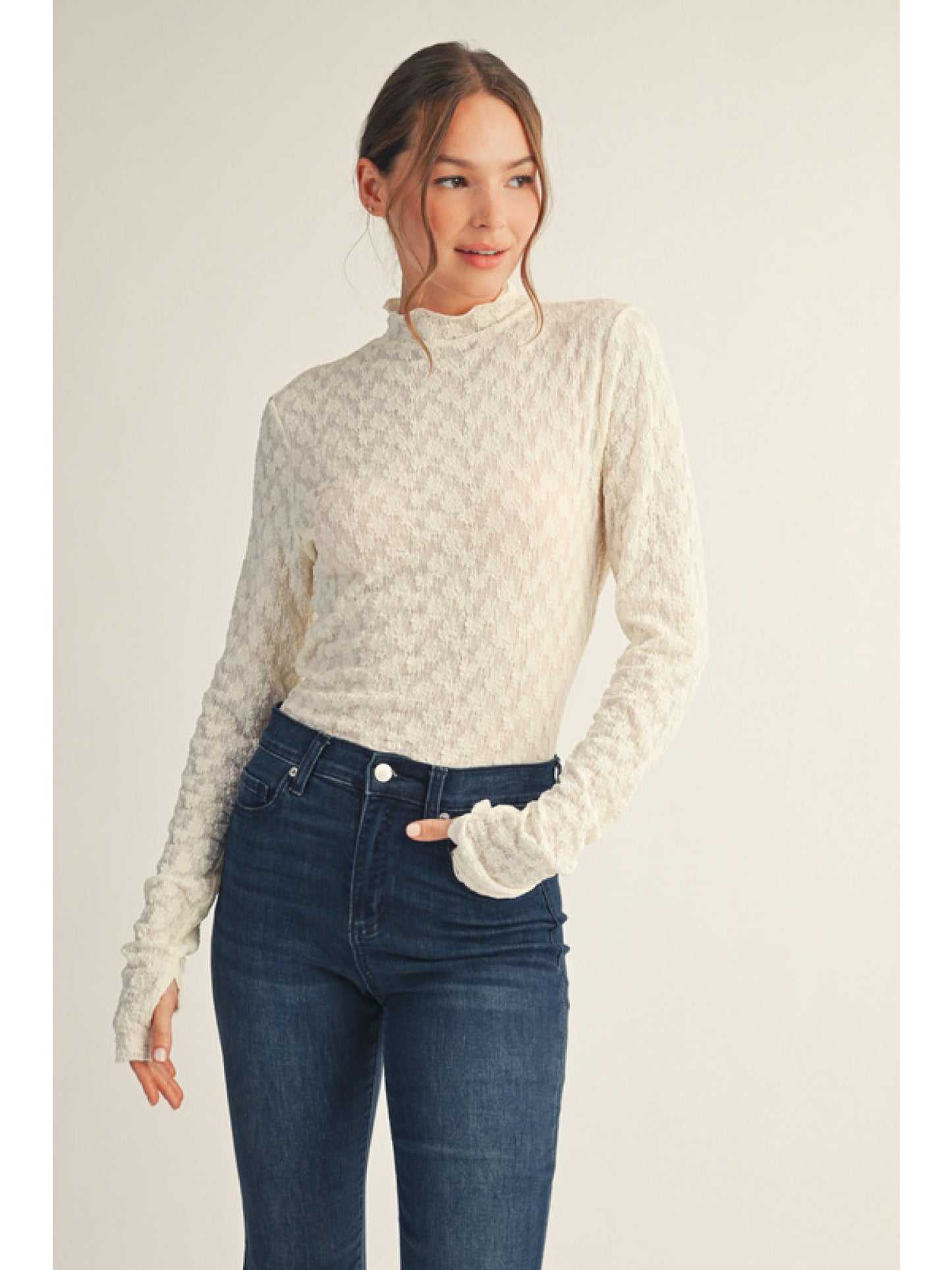 Ivory Mock Neck Top