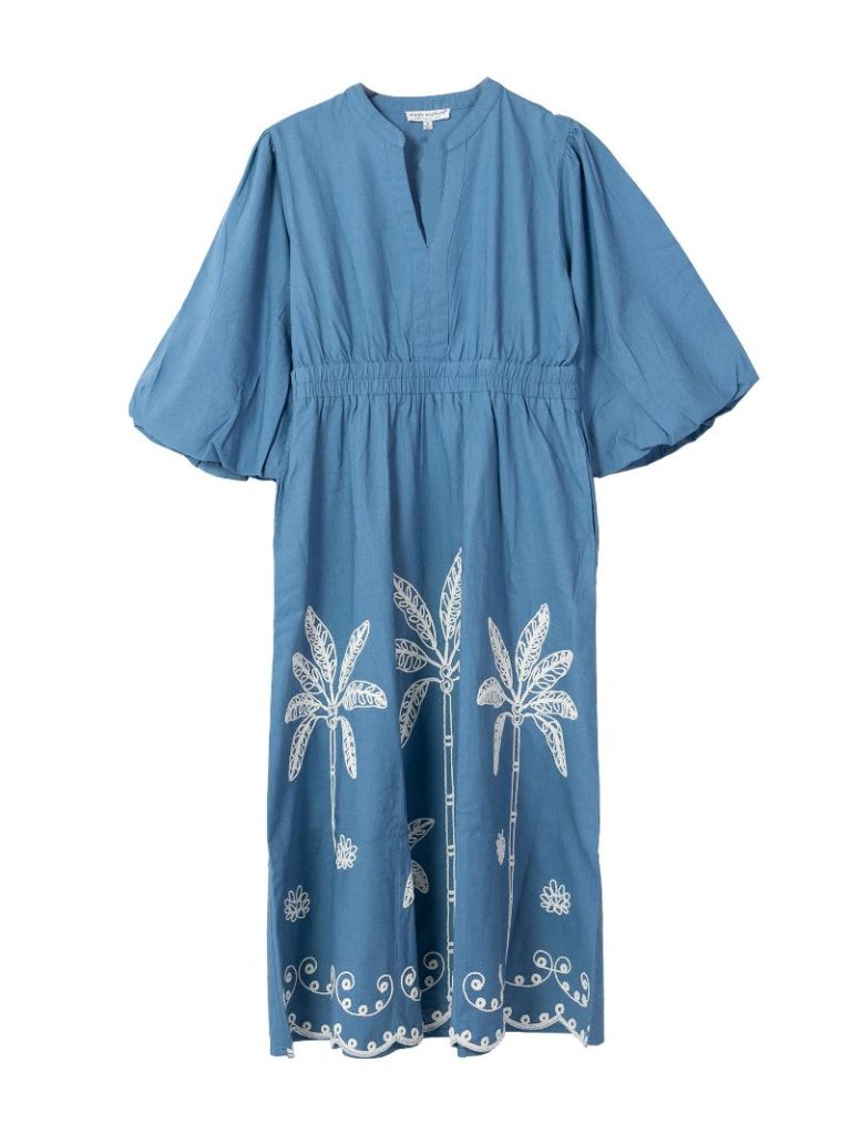 Embroidered Puff Sleeve Dress