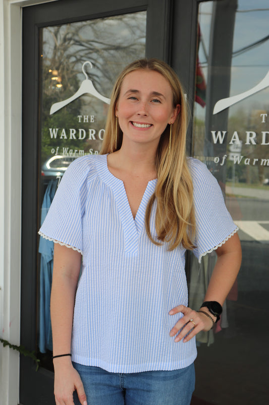 Lori Top - Blue/White