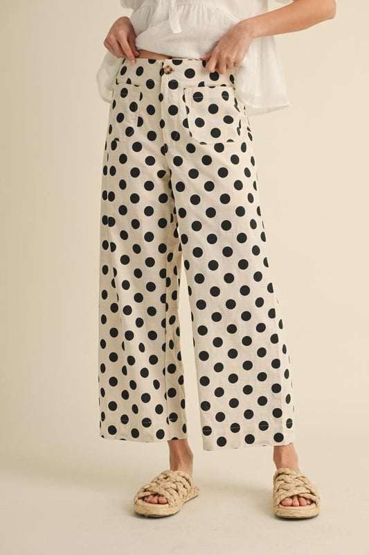 Polka dot print wide leg