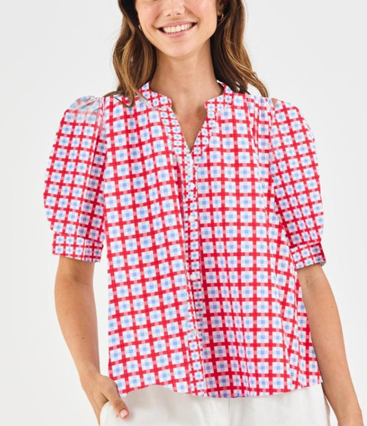 Elaine Gingham Red/Blue