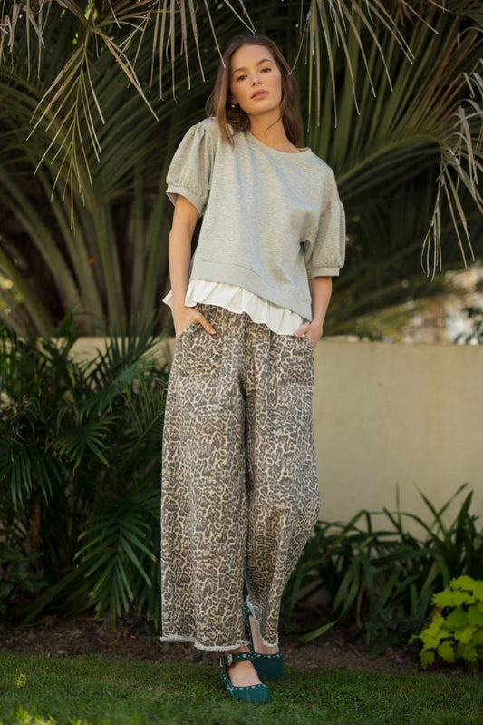 Gray Ruffle Top