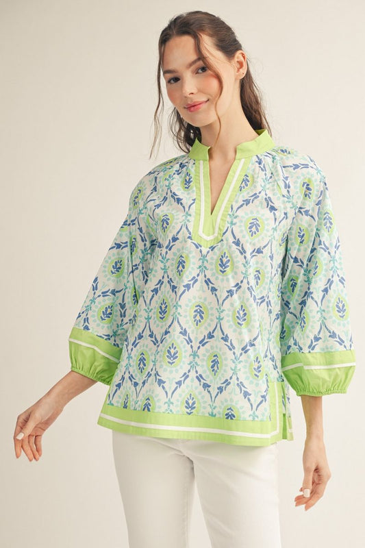 Lime Floral Top