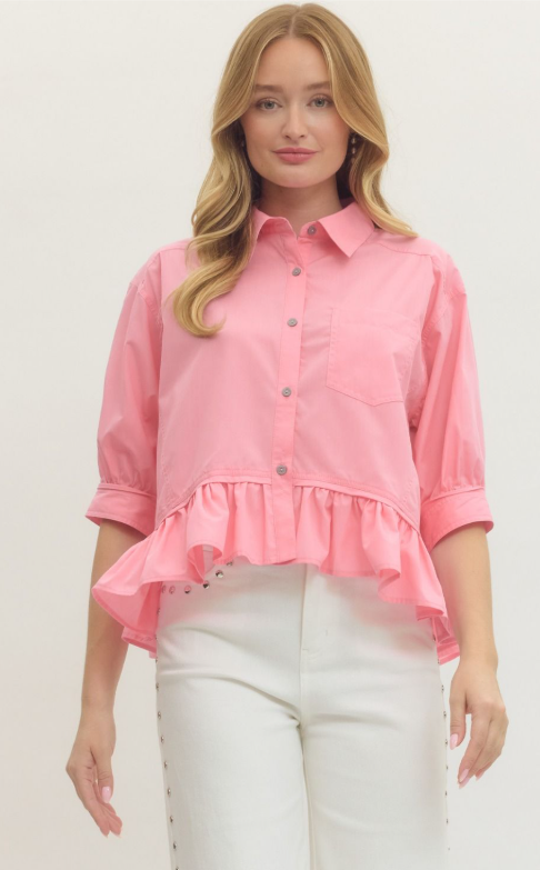 3/4 Sleeve Button Down