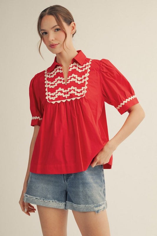 Red Ric-Rac Top