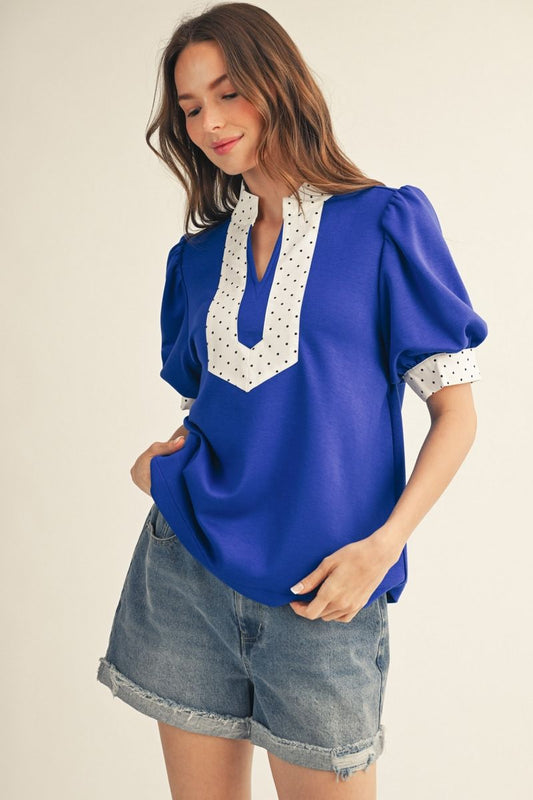 Royal Polka Dot Shirt